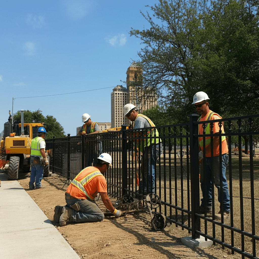 Wrought Iron Fence City Park Installation Tulsa OK